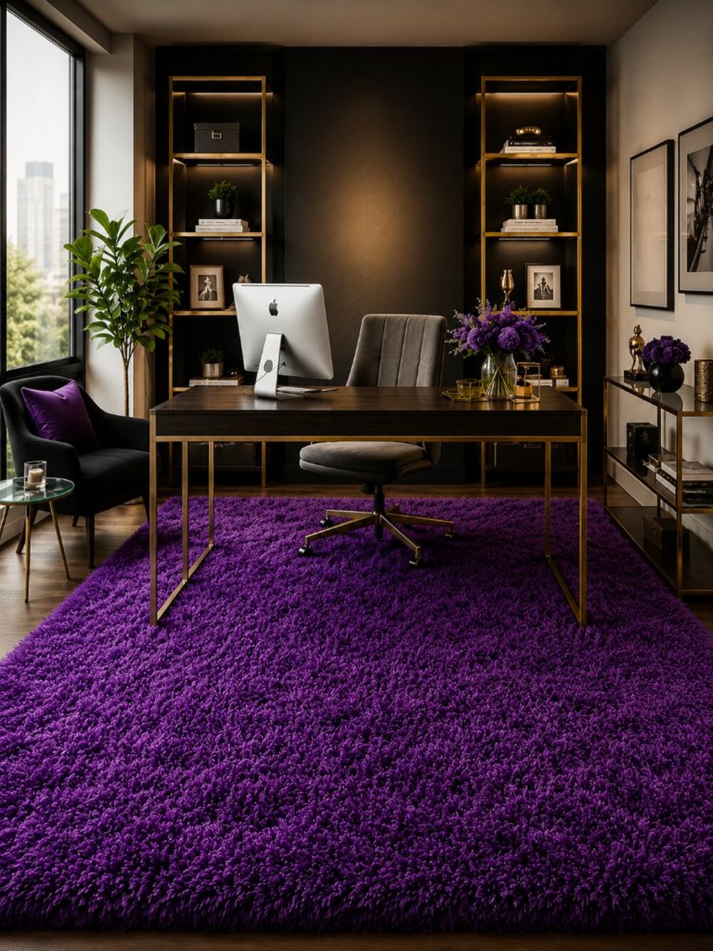 Rug - Purple Area Rug Accent Carpet - Size 4x6 - Machine Washable